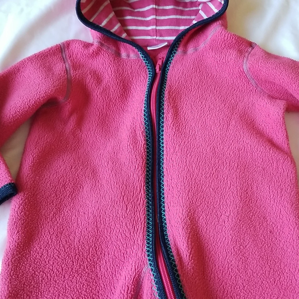 Hanna Andersson Pink Owl Fleece Onesie - Size 18-24 months or 80cm